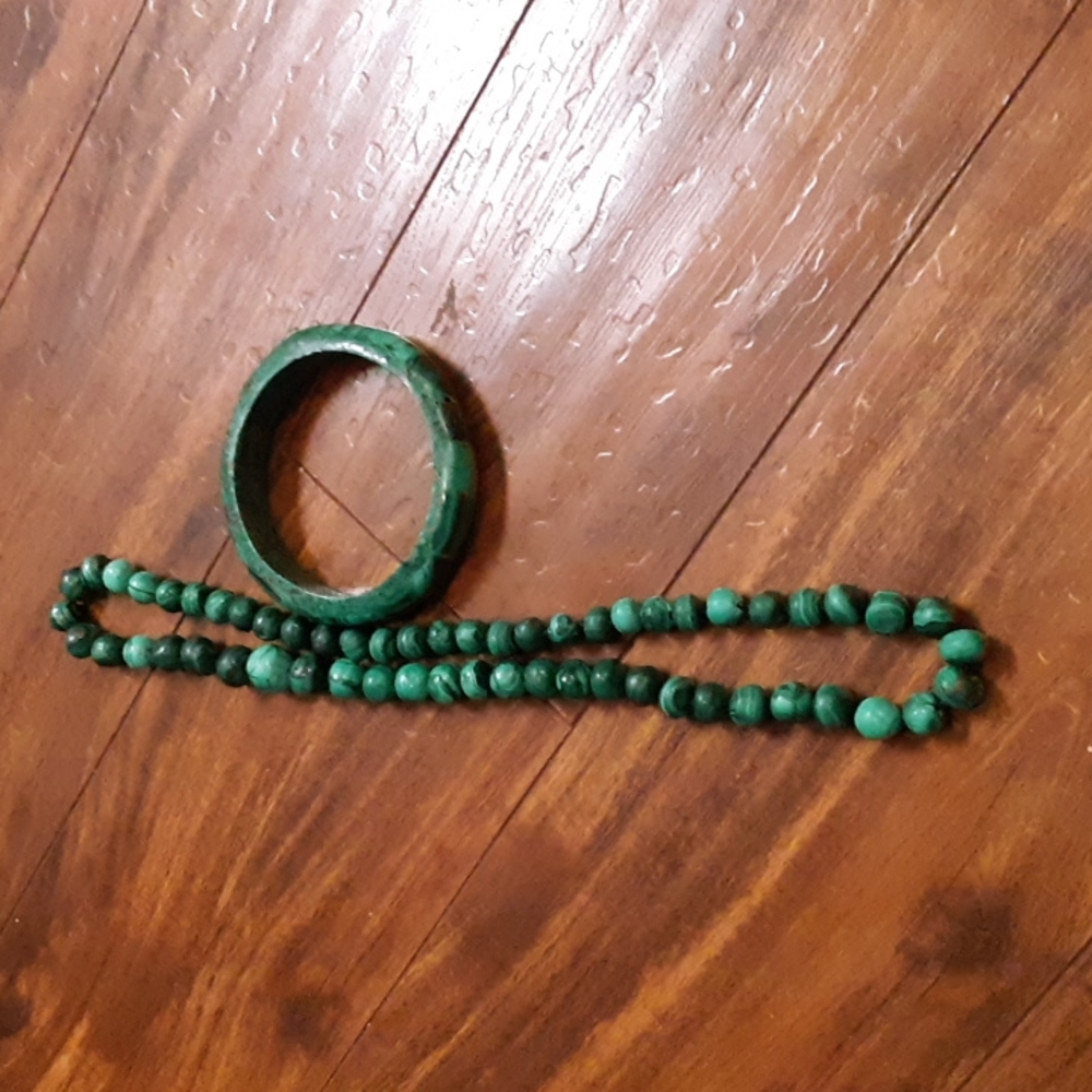 Solid Malachite Stone Necklace And Bracelet - image 3